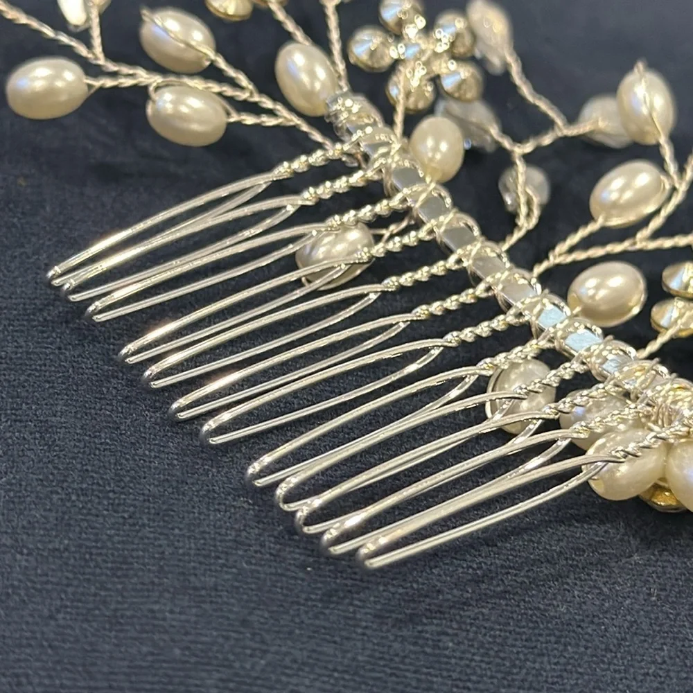 Women’s Hair Comb Clip Bridal Rhinestone Pearl Hair Accessory Boho Prom